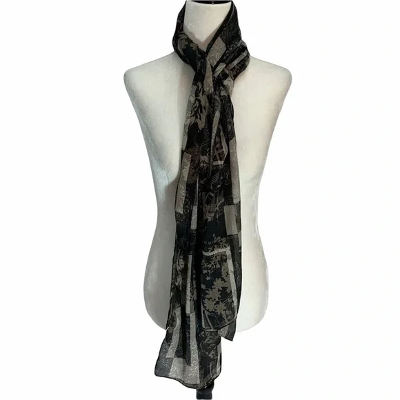 Lightweight🌺 Taupe Scarf Rectangular Geometric Pattern - Picture 1 of 5